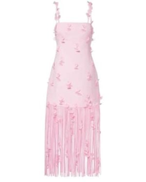 Jonathan Simkhai Juliana Floral-Appliqué Linen-Blend Cocktail Dress - Pink