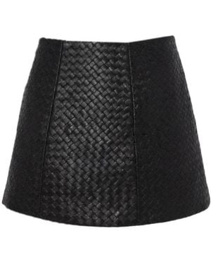 Manokhi Woven Leather Mini Skirt - Black