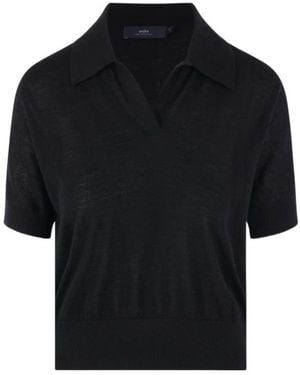 arch4 V-Neck Knit Polo Shirt - Black