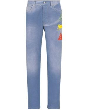 Dior Homme Logo Patch Straight-Leg Jeans - Blue