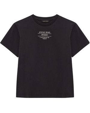 Anine Bing Simple Pure Cotton T-Shirt - Black