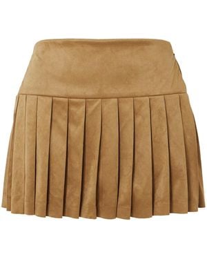 Norma Kamali Pleated Mini Skirt - Natural