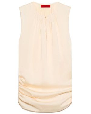 MAX&Co. Satin Top With Draping - Natural