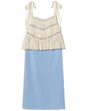 Twinset Lace-Trim Midi Dress - Blue