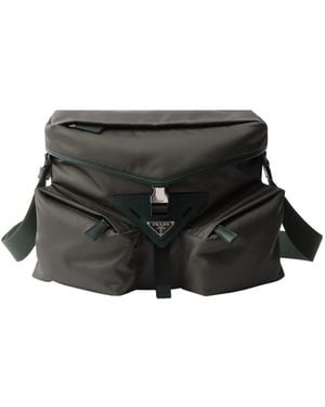 Prada Re-Nylon And Leather Shoulder Bag - Black