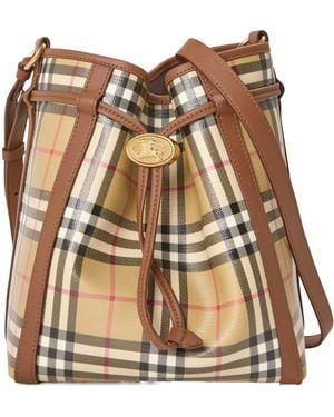 Burberry Drawstring Bucket Crossbody Mini Bag - Natural