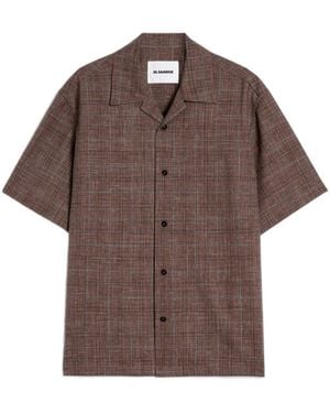 Jil Sander Checked Short Sleeved Shirt - Brown