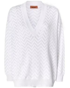 Missoni Chevron V-Neck Pullover - White