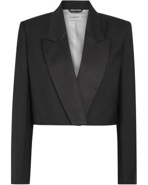 Givenchy Wool And Mohair-Blend Cropped Blazer - Black