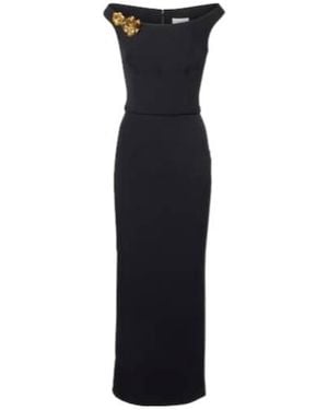 Safiyaa Belted Embellished Crepe Maxi Dress - Black