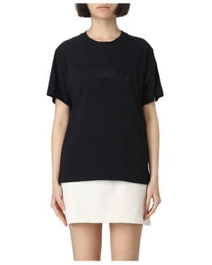 Chiara Ferragni Logo Printed Crewneck T-Shirt - Black