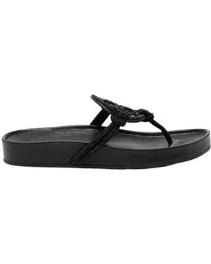 Tory Burch Miller Logo Flip-Flop Sandals - Black
