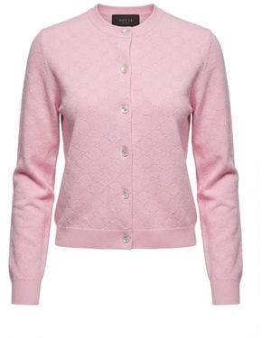Gucci Gg Fine Jacquard Cardigan - Pink