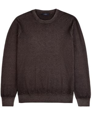 Fay Logo-Embroidered Crewneck Jumper - Brown