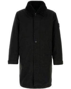 Stone Island Logo-Patch Coat - Black