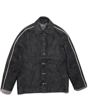 Enfants Riches Deprimes Académie Side-Stripe Suede Jacket - Grey