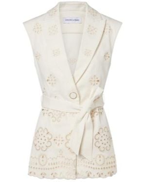 Veronica Beard Townes Eyelet Cotton Twill Vest - White
