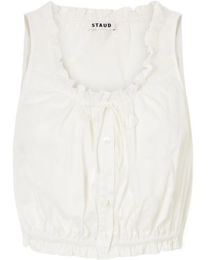 STAUD Sleeveless Cropped Top - White