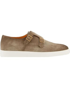 Santoni Buckle Fastened Almond Toe Loafers - Brown
