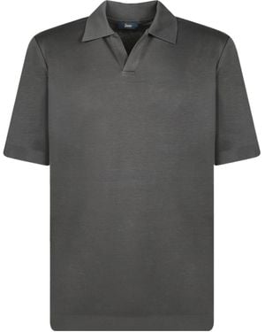 Herno Open Collar Polo Shirt - Gray