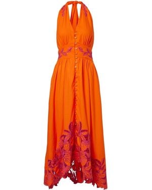 FARM Rio Hollowed-Out Lace Dress - Red