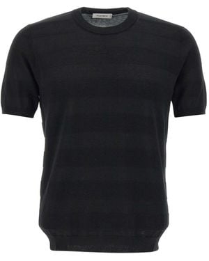 Kangra Cashmere Kangra Textured Short-Sleeve Knitted Top - Black