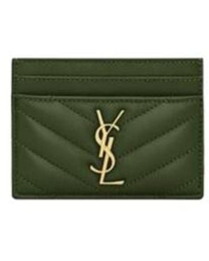 Saint Laurent Cassandre Matelassé Card Case - Green