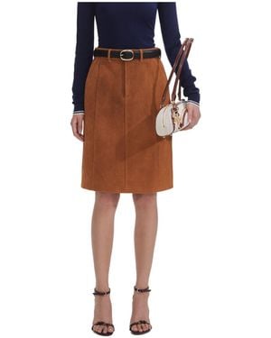 Self-Portrait Belted Leather Skirt - Multicolour