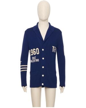 Valentino Button-Up V-Neck Cardigan - Blue