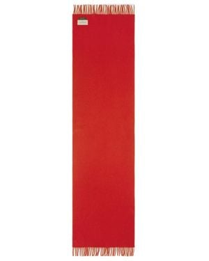 Maison Kitsuné Maison Kitsuné Logo Patch Fringed Knit Scarf - Red
