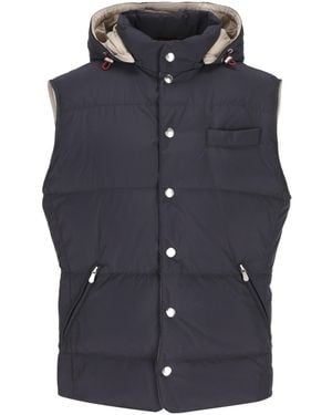 Brunello Cucinelli Hooded Down Gilet - Blue
