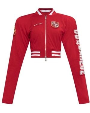 DSquared² Cropped Zip-Up Sweatshirt - Red