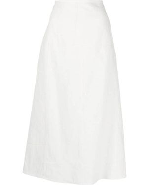 Jil Sander High-Waist Flared Midi Skirt - White