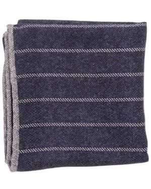 Brunello Cucinelli Pinstriped Pocket Square - Blue