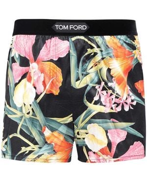 Tom Ford Floral-Print Stretch-Silk Boxers - Multicolour
