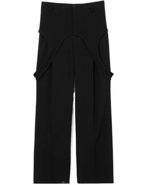 Burberry Panelled Wool Wide-Leg Trousers - Black