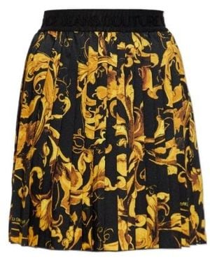 Versace Jeans Couture Baroque-Print Pleated Mini Skirt - Yellow