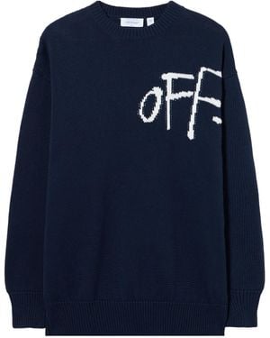 Off-White c/o Virgil Abloh Intarsia Logo Knitted Sweater - Blue