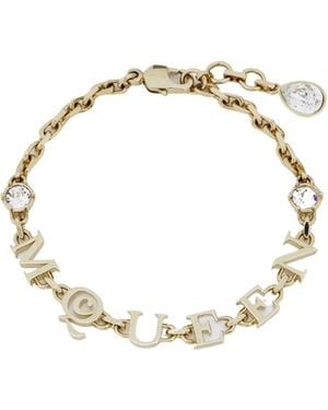 McQueen Logo Lettering Embellished Bracelet - Metallic