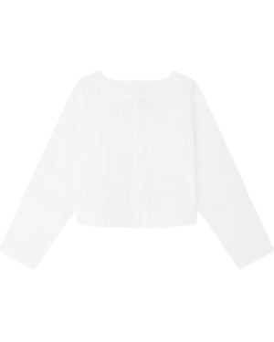 Soeur Embroidered Long Sleeve Blouse - White