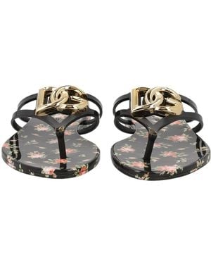 Dolce & Gabbana Logo Plaque Leopard-Printed Flip-Flops - Multicolor