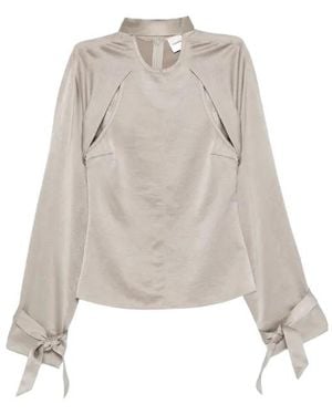 Nanushka Detachable-Bolero Tie-Detail Top - Natural