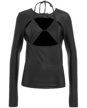 Versace Jeans Couture Long-Sleeved Cut-Out Top - Black