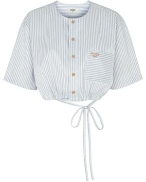 Fendi Light Cotton And Silk Shirt - Blue