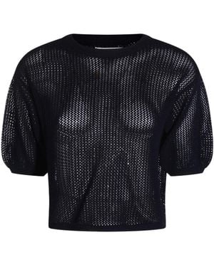 Antonelli Open-Knit Short-Sleeve Jumper - Black