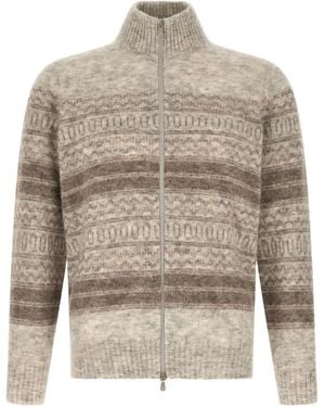 Brunello Cucinelli 'Nordic Jacquard' Cardigan - Grey