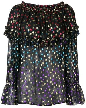 Saint Laurent Fil Coupé Off The Shoulder Blouse - Black