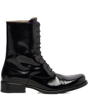 The Row Kai Leather Lace-Up Boots - Black