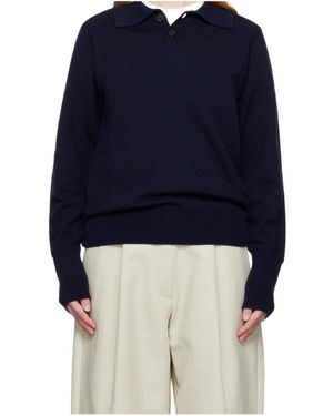 Studio Nicholson Polo-Neck Wool Polo Shirt - Blue
