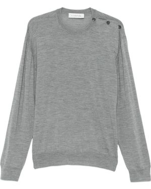 Lanvin Ribbed Crew-Neck Knit Top - Gray